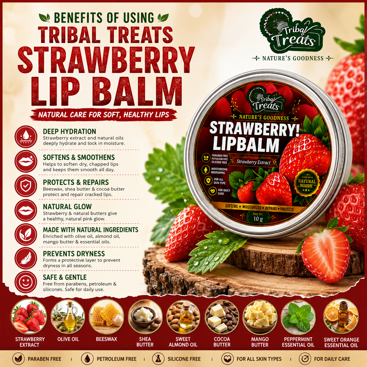 strawberry lipbalm tribal treats strawberry lipbalm tribal treats
